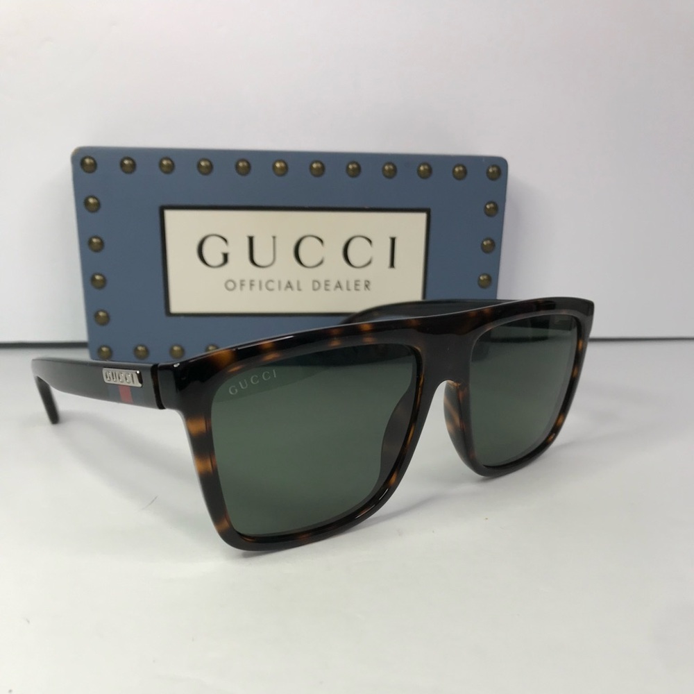 💯 - New Authentic GUCCI GG0748S 003 Tortoise Green Sunglasses